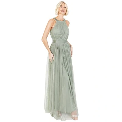 Abbildung von Anaya with Love Damen Ladies Maxi Dress Women Halter Neck Long Sleeveless Belt A Line Evening Gown Ball Prom Wedding Guest Bridesmaid Kleid, Forest Green, PL4 2631, 46