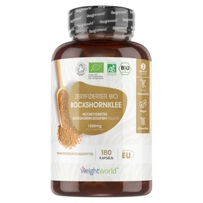 Abbildung von BIO Bockshornklee Kapseln 3 Monate Vorrat 750mg pro Kapsel Fenugreek seed 180 Bockshornkleesamen Pulver Alternative zu Öl Zertifiziert Vegan WeightWorld