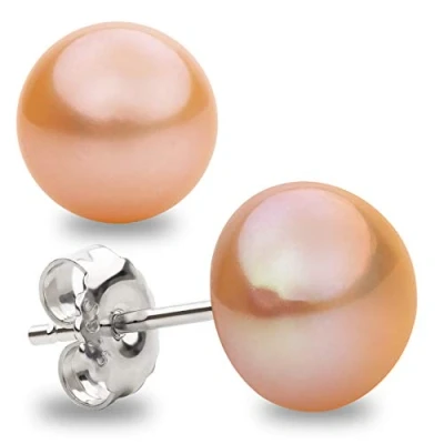 Abbildung von Damen Perlenohrringe Schwarz Süßwasser Zuchtperlen Knopfform Farbe SECRET &amp; YOU Perlen Ohrstecker Sterling Silber 925 Erhältlich in 4 Größen von 8 11 mm