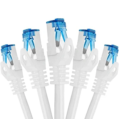 Abbildung von BIGtec 5 Stück 0,75m CAT.7 Gigabit Patchkabel Netzwerkkabel weiß Kupferkabel Patch Ethernt LAN DSL Kabel CAT7 (RJ45, Cat 7, S/FTP PIMF) 75cm