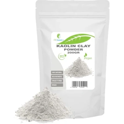 Abbildung von Weißer Kaolin Ton (White Clay) 200 g DIY Gesichtsmasken, Körpermasken, Haarmasken, sanfte Peelings und Scrubs, Seifenherstellung, Anti Aging Hautstraffung, natürlich