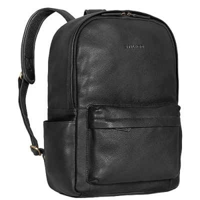 Abbildung von STILORD &#039;Arik&#039; Leder Rucksack Herren und Damen Groß Laptoprucksack 16 Zoll Daypack Cityrucksack Vintage Uni Studenten, Farbe:schwarz