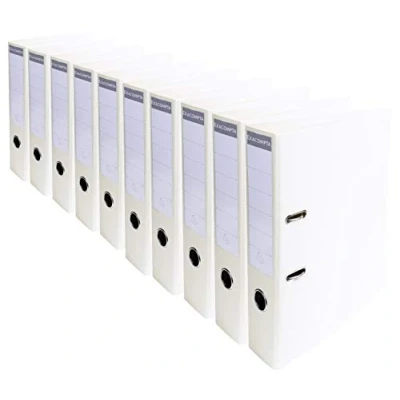 Abbildung von Exacompta 53748E 10er Pack Premium PVC Ordner Prem&#039;Touch Pastell. 7 cm breit DIN A4 Ringordner Aktenordner Briefordner Büroordner Plastikordner Schlitzordner Weiß
