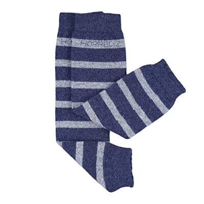 Abbildung von Hoppediz Babystulpen aus Kashmir / Merinowolle, Baby Leg Warmers, Einheitsgröße, blau grau gestreift