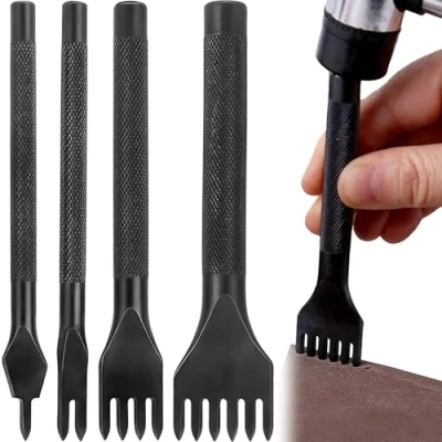 Abbildung von MINGZE DIY Neue Lederhandwerk Werkzeug, Diamant Schnürung Stitching Meißel Set Kits, Lochstiche Perforate Sew Tool Kits (4mm)