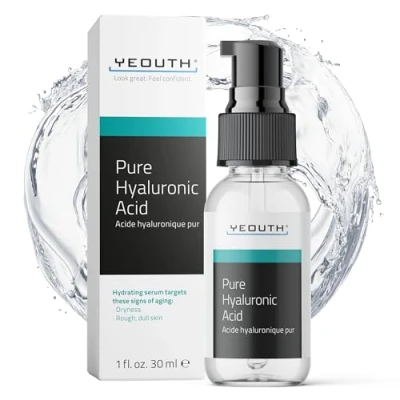 Abbildung von YEOUTH Hyaluronsäure Serum Gesicht 100% 30ml Hyaluron Pur Feuchtigkeitsserum für Alle Hauttypen Anti Aging Pure Hyaluronic Acid Reine