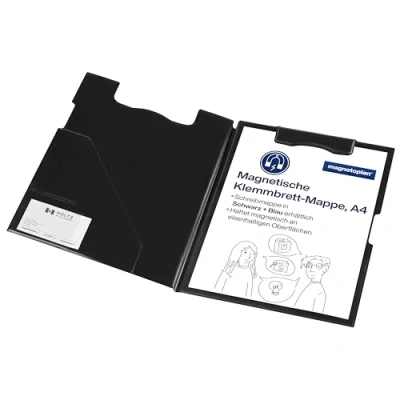 Abbildung von magnetoplan 1131612 Magnetische Klemmbrett Mappe A4, schwarz auch in blau auswählbar mit transparenter Einstecktasche