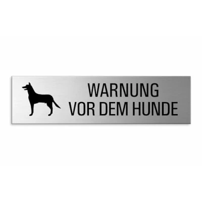 Abbildung von Türschild Warnung vor dem Hunde Schild Aluminium Edelstahl Optik 150 x 40 mm selbstklebend Nr.27173 K