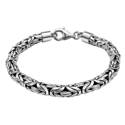 Abbildung von Avesano Königskette Armband Herren 925 Sterling Silber, Handgefertigtes Königsketten Armband, 925er Silberarmband mit Schmuck Box, Länge 21cm, 6mm breit, 38g schwer, 102094 021