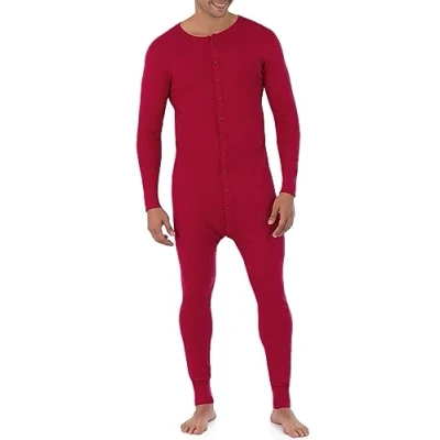 Abbildung von Fruit of the Loom Herren Hochwertiger Thermo Anzug Pyjamahose, Rot/Ausflug, einfarbig (Getaway Solids), Medium