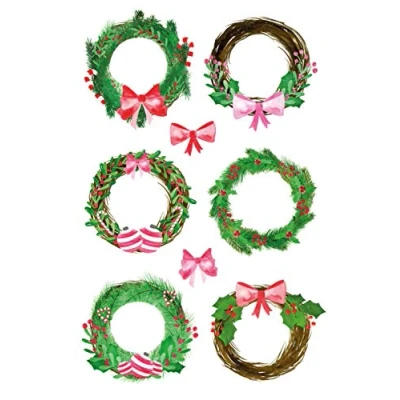 Abbildung von AVERY Zweckform 16 Aufkleber Weihnachten Kränze Schleifen (Made in Germany, Weihnachtssticker Leinenstruktur, selbstklebende Weihnachtdeko für Beschriftung, Geschenke) 2 Bogen/je 8 Stickern, 52295