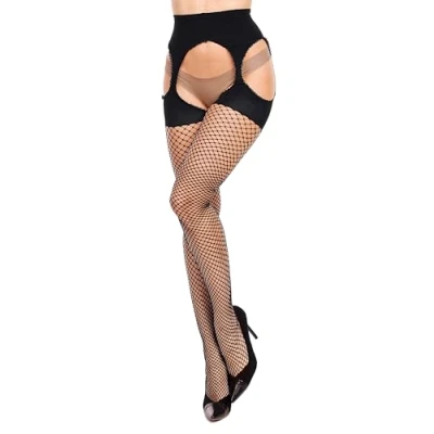 Abbildung von GLAMORY Damen Mesh Ouvert Strumpfhose, Durchsichtig, Schwarz, 4XL (60 62)