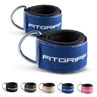 Abbildung von Fitgriff Komfort Fußschlaufen (2Stück) für Fitness Training am Kabelzug Fußfesseln Damen und Herren (Navy Blue)