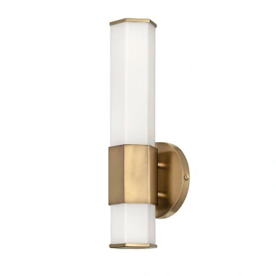 Abbildung von Elstead Lighting QN Facet LED1 HB BATH QUINTIESSE Wandleuchte LED 12W IP44 3000K Stahl Messing, Opalglas satiniert H:35.6cm B:12.7cm