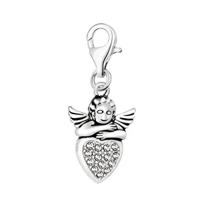 Abbildung von Quiges Charms Anhänger Engel Herz Versilbert Damen Schmuck für Bettelarmband