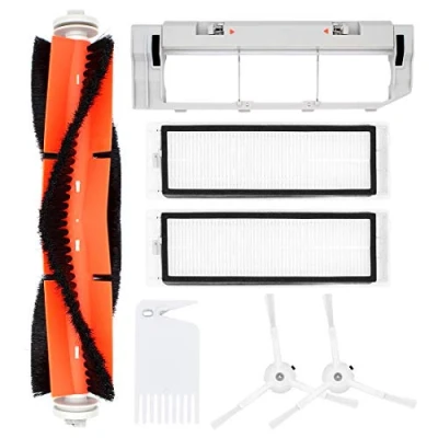 Abbildung von DingGreat Zubehör für Xiaomi Saugroboter, Ersatzteile Roborock S55 S50 S51Saugroboter, 1 Hauptbürste + 2 Seitenbürste Filters Hauptbürstenabdeckung Reinigungsbürste
