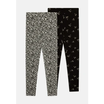 Abbildung von Name it Nkfvivian 2 PACK Leggings Hosen für Kinder, Größe: 158, Light grey melange/packblack