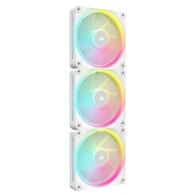 Abbildung von CORSAIR iCUE LINK LX120 RGB 120mm PWM Lüfter Dreierpack Dual Light Loops Inklusive System Hub AirGuide Technologie Weiß