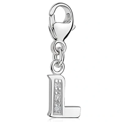 Abbildung von Materia Buchstabe L Anhänger Silber 925 mit 3 Zirkonia Alphabet Charms C62