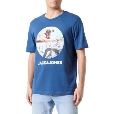 Abbildung von JACK&amp;JONES Herren Jjnavin Tee Ss Crew Neck T Shirt, Ensign Blue, M