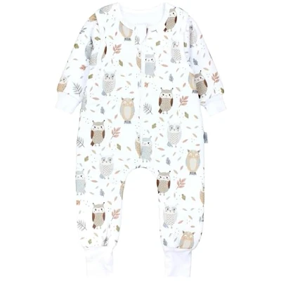 Abbildung von TupTam Baby Schlafsack mit Füßen und Ärmel OEKO TEX zertifizierte Materialien Winterschlafsack, Farbe: Eule Beige Pastellblau, Größe: 116 122