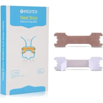 Abbildung von Incutex 50 Stück Nasenpflaster gegen Schnarchen Schnarchstoppper, Anti Schnarch Nasenstrips, beige, Größe L