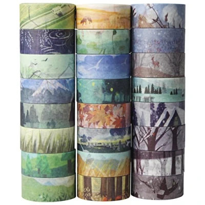 Abbildung von UOOOM 24 Rollen Washi Tape Set Frühling Sommer Herbst und Winter Kreative Design Klebebänder Papierband Masking deko klebeband buntes DIY scrapbook