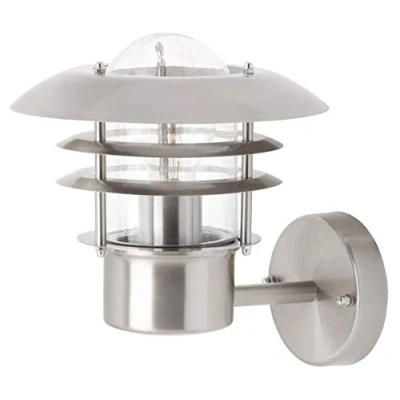 Abbildung von BRILLIANT Lampe Terrence Außenwandleuchte stehend edelstahl 1x A60, E27, 60W, g.f. Normallampen n. ent. IP Schutzart: 44 spritzwassergeschützt Für LED Leuchtmittel geeignet
