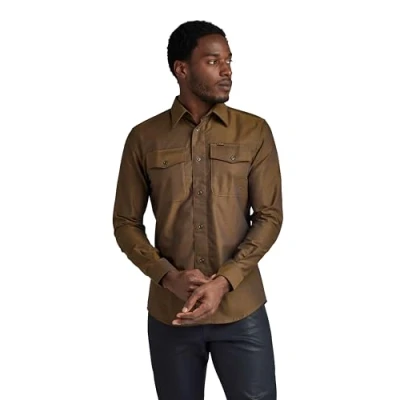 Abbildung von G Star RAW Herren Marine Slim Hemd, Mehrfarben (Tobacco/Imperial Blue Oxford D24963 7665 G295), L