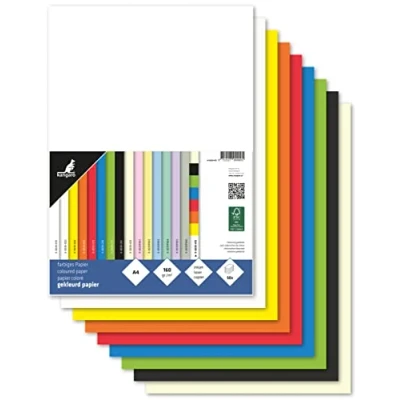 Abbildung von kangaro Tonpapier Farbenmix DIN A4 160g/m² FSC mix 50 pack Briefpapier Bastelpapier DIY, K 0039 415, 29.7x21x1