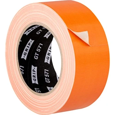 Abbildung von GRIP Eventbasics Gewebeband orange, 50 mm x 25 m, farbiges Gaffa Tape GT 571, sehr hohe Klebkraft, Profi Gewebeklebeband zum Markieren, Basteln, Befestigen, Reparieren uvm. im Innen und Außenbereich