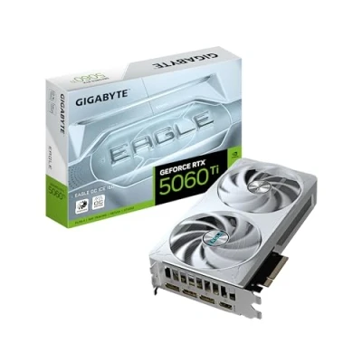 Abbildung von Gigabyte GeForce RTX 5060 Ti Eagle OC ICE 16G Grafikkarte 16 GB GDDR7, 128 Bit, PCI E 5.0, 2617 MHz Kernfrequenz, 3 x DisplayPort, 1 HDMI, GV N506TEAGLEOC 16GD