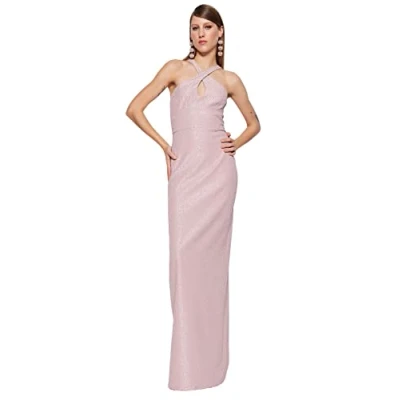 Abbildung von Trendyol Damen Women Fitted Woven Evening Dress Frauen Shift tailliertes gewebtes Abendkleid, Powder, s