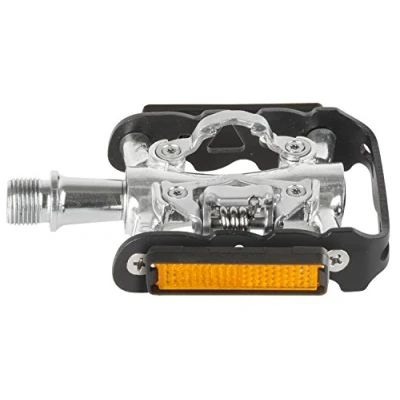 Abbildung von M Wave Peasy Kombi Pedal aus Aluminium, Fahrradpedal, SPD kompatibel, klickpedal, Pedal, 9/16&quot; Achse, CrMo Silber, 319 g, inkl. Schuhplatten