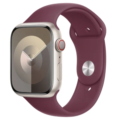 Abbildung von Apple Watch Armband Original Silikon und TPU (weich) Dunkelrot Geeignet für Series 1 9 / SE Ultra (2)
