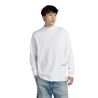 Abbildung von G Star MOCK NECK Loose Langarmshirt, Herren, Größe: Medium, White