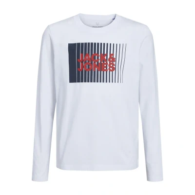 Abbildung von JACK &amp; JONES JUNIOR Jungen Jjecorp Logo Tee Play Ls O Neck Noos Jnr T Shirt, White, 128