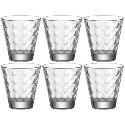 Abbildung von Leonardo Optic Trink Gläser 6er Set, spülmaschinengeeignete Saft oder Wasser Gläser, Becher aus Glas mit Muster, 215 ml, 012683