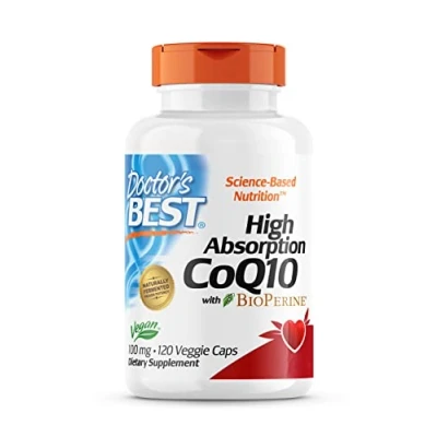 Abbildung von Doctor&#039;s Best, High Absorption CoQ10 mit BioPerine, 100 mg, 120 vegane Kapseln, Pflanzlich, Coenzym Q10, Laborgeprüft, Glutenfrei, Ohne Gentechnik