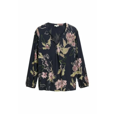 Abbildung von TOM Tailor PLUS SIZE MIT Muster Langarmshirt, Damen, Größe: 46, Big flower design