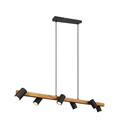 Abbildung von Trio Leuchten Pendelleuchte Marley 312490632,Metall Schwarz matt, Holz, exkl. 6x GU10