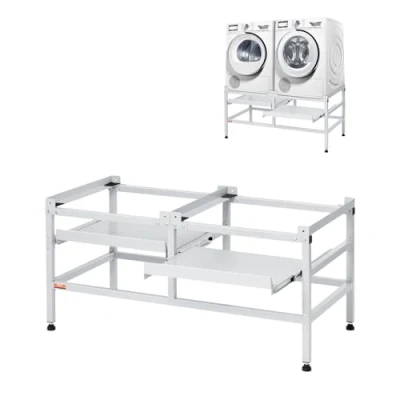 Abbildung von VEVOR Waschmaschinen Untergestell, 1230x635x625 mm Podest für Waschmaschine, 267 kg Tragkraft, &amp; Trocknersockel mit Doppelablagen, 4 verstellbare Füße zum Anheben von