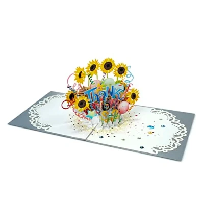 Abbildung von paperdora® 3D Pop Up Karte „Danke“ mit Umschlag und Wachssiegel Glückwunschkarte Grußkarte Geschenkkarte Geschenk Gutschein