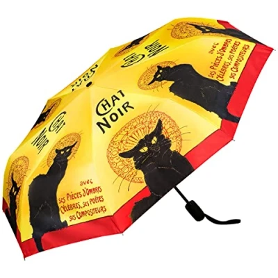 Abbildung von VON LILIENFELD Regenschirm Taschenschirm Chat Noir Windfest Auf und Zu Automatik Leicht Stabil Kompakt Kunst Katze: