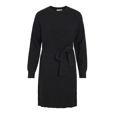 Abbildung von VILA Viril Oneck BELT Dress Strickkleid, Damen, Größe: XS, Black
