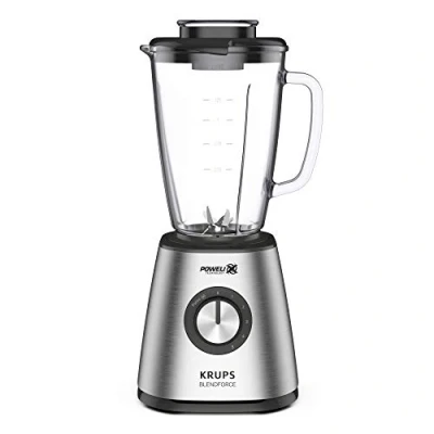 Abbildung von Krups KB439D Blendforce 2 Standmixer 800 Watt 5 Geschwindigkeiten Pulsfunktion 1,75 Liter Thermoglasbehälter (Nutzvolumen: 1,25 Liter) stoßfest Eiszerkleinerer Edelstahl