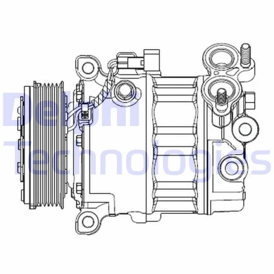 Abbildung von DELPHI CS20512 Kompressor 7ZSB16 PAG 46 FORD: Galaxy Mk2 MPV, Grand C Max, FOCUS 3, VOLVO: V40 Hatchback, S60 II, V60 I Box Body / Estate