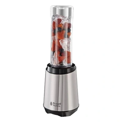 Abbildung von Russell Hobbs Mixer Standmixer &amp; Smoothie Maker to go [23.500 U/min Power Motor] inkl. 1x Mixbehälter 600ml (BPA frei, spülmaschinen bruchfest Deckel) Zerkleinerer, Edelstahl, 23472 56