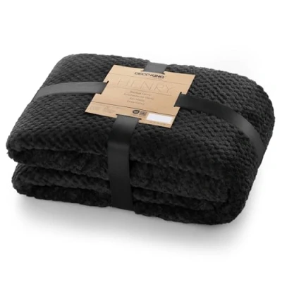 Abbildung von DecoKing Kuscheldecke 150x200 cm schwarz Decke Microfaser Wohndecke Tagesdecke Fleece weich sanft kuschelig skandinavischer Stil Henry
