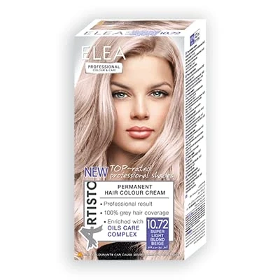 Abbildung von Permanente Haarfarbe Elea Professional color &amp; Care 120ml,professionelles Ergebnis,Grauhaarabdeckung,Angereichert mit Pflegekomplexen aus Ölen Long lasting hair (10.72 Super hellblondes Beige)